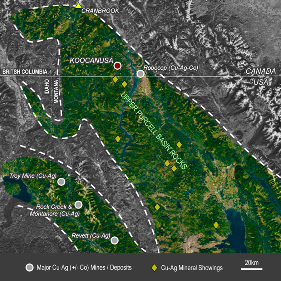 Regional copper deposits and showings